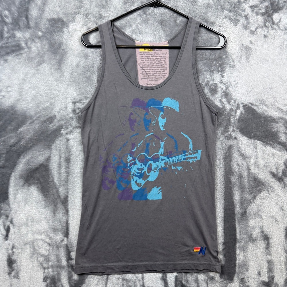 Aviator Nation Tank Top Mens Medium Grey Musician Graphic Retro California Made
